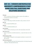 ENT 101 - TORONTO METROPOLITAN UNIVERSITY COMPREHENSIVE STUDY GUIDE 2026 FULL QUESTIONS AND SOLUTIONS GRADED A&plus;