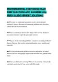 ENVIRONMENTAL ECONOMICS EXAM PREP QUESTIONS AND ANSWERS 2026 STUDY GUIDE VERIFIED SOLUTIONS