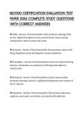 BIO1100 CERTIFICATION EVALUATION TEST PAPER 2026 COMPLETE STUDY QUESTIONS WITH CORRECT ANSWERSBIO1100 CERTIFICATION EVALUATION TEST PAPER 2026 COMPLETE STUDY QUESTIONS WITH CORRECT ANSWERS