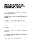 COSMETOLOGY STATE BOARD EXAM ACTUAL PAPER 2026 QUESTIONS WITH VERIFIED ANSWERS GRADED A&plus;