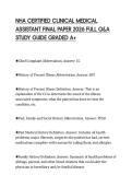 NHA CERTIFIED CLINICAL MEDICAL ASSISTANT FINAL PAPER 2026 FULL Q&A STUDY GUIDE GRADED A&plus;