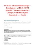 NURS 615 Advanced Pharmacology &mdash; Examination 2 ACTUAL EXAM 2026&sol;2027 &vert; Advanced Pharm Core Concepts &vert; Verified Q&A &vert; Pass Guaranteed - A&plus; Graded