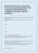 RN PHARMACOLOGY LATEST 2026  ACTUAL EXAM 242 QUESTIONS AND  ANSWERS WITH RATIONALES  &lpar;VERIFIED ANSWERS&rpar; ALREADY  GRADED A&plus;