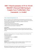 MDC 3 Final Examination ACTUAL EXAM 2026&sol;2027 &vert; Maternal-Child Nursing & Complex Care &vert; Verified Q&A &vert; Pass Guaranteed - A&plus; Graded