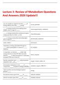 Lecture 3&colon; Review of Metabolism Questions And Answers 2026 Update&excl;&excl;&excl;
