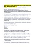 OHIO REAL ESTATE FINAL EXAM 2026 ACTUAL QUESTIONS AND ANSWERS GRADED