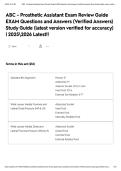 ABC - Prosthetic Assistant Exam Review Guide EXAM Questions and Answers &lpar;Verified Answers&rpar; Study Guide &lpar;latest version verified for accuracy&rpar; &vert; 20252026 Latest&excl;&excl;