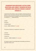 LEADERSHIP NUR 4590 EXAM 2 ACTUAL EXAM  QUESTIONS AND CORRECT ANSWERS &lbrack;DETAILED  ANSWERS&rsqb; 2026 UPDATED VERSION &vert;ALREADY  GRADED A&plus;