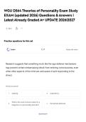 WGU D564 Theories of Personality Exam Study EXAM &lpar;updated 2026&rpar; Questions & Answers &vert; Latest Already Graded A&plus; UPDATE 2026&vert;2027
