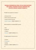NURSING FUNDAMENTALS FINAL ACTUAL EXAM QUESTIONS  AND CORRECT ANSWERS &lbrack;DETAILED ANSWERS&rsqb; 2026  UPDATED VERSION &vert;ALREADY GRADED A&plus; 