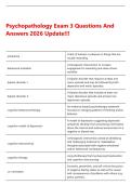Psychopathology Exam 3 Questions And Answers 2026 Update&excl;&excl;&excl;