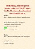 NASM Stretching and Flexibility Coach Exams PACKAGE DEAL&vert; BUNDLE contains the latest Exam&comma; sample test&comma; Review&comma; Test Bank and Updated study guide with complete solutions -Everything you need to pass is here&excl;&excl;