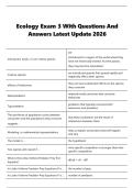 Ecology Exam 3 With Questions And  Answers Latest Update 2026