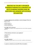 2026&sol;2027 NU 578 UNIT 4 ADVANCED PHARMACOTHERAPEUTICS &lpar;UNIVERSITY OF SOUTH ALABAMA&rpar; NURSING EXAM 100 QUESTIONS AND ANSWERS WITH DETAILED EXPLANATIONS