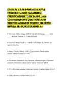 CRITICAL CARE PARAMEDIC KYLE FAUDREE FLIGHT PARAMEDIC CERTIFICATION STUDY GUIDE 2026 COMPREHENSIVE QUESTIONS AND VERIFIED ANSWERS TRUSTED IN DEPTH REVIEW RESOURCE GRADED A&plus;