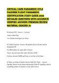 CRITICAL CARE PARAMEDIC KYLE FAUDREE FLIGHT PARAMEDIC CERTIFICATION STUDY GUIDE 2026 DETAILED QUESTIONS WITH ACCURATE VERIFIED ANSWERS PREMIUM REVIEW MATERIAL GRADED A&plus;