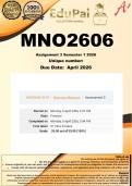 MNO2606 Assignment 3 QUIZ &lpar;COMPLETE ANSWERS&rpar; Semester 1 2026 - DUE April 2026