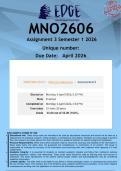 MNO2606 Assignment 3 &lpar;ANSWERS&rpar; Semester 1 2026 - DISTINCTION GUARANTEED