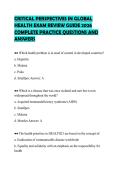 CRITICAL PERSPECTIVES IN GLOBAL HEALTH EXAM REVIEW GUIDE 2026 COMPLETE PRACTICE QUESTIONS AND ANSWERS