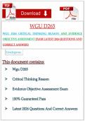 WGU D265 Critical Thinking&colon; Reason and Evidence &ndash; Western Governors University 2026 &ndash; Objective Assessment Exam Questions with Correct Answers