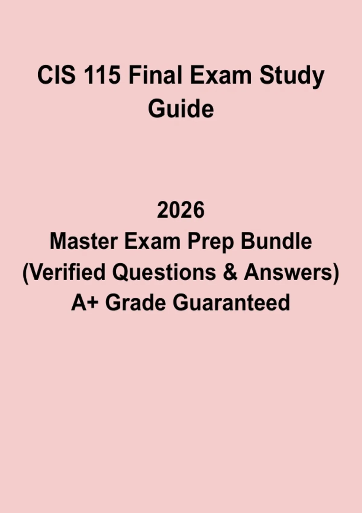 CIS 115 Final Exam Study Guide PDF | Complete Revision Notes - CIS ...