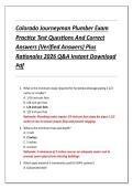 Colorado Journeyman Plumber Exam  Practice Test Questions And Correct  Answers &lpar;Verified Answers&rpar; Plus  Rationales 2026 Q&A Instant Download  Pdf 