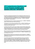 CTP Comprehensive Questions and Correct Answers Verified Latest Updated 2026-2027 GRADED A&plus;&period;