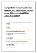 Georgia Master Plumber Exam Practice  Questions And Correct Answers &lpar;Verified  Answers&rpar; Plus Rationales 2026 Q&A  Instant Download Pdf 
