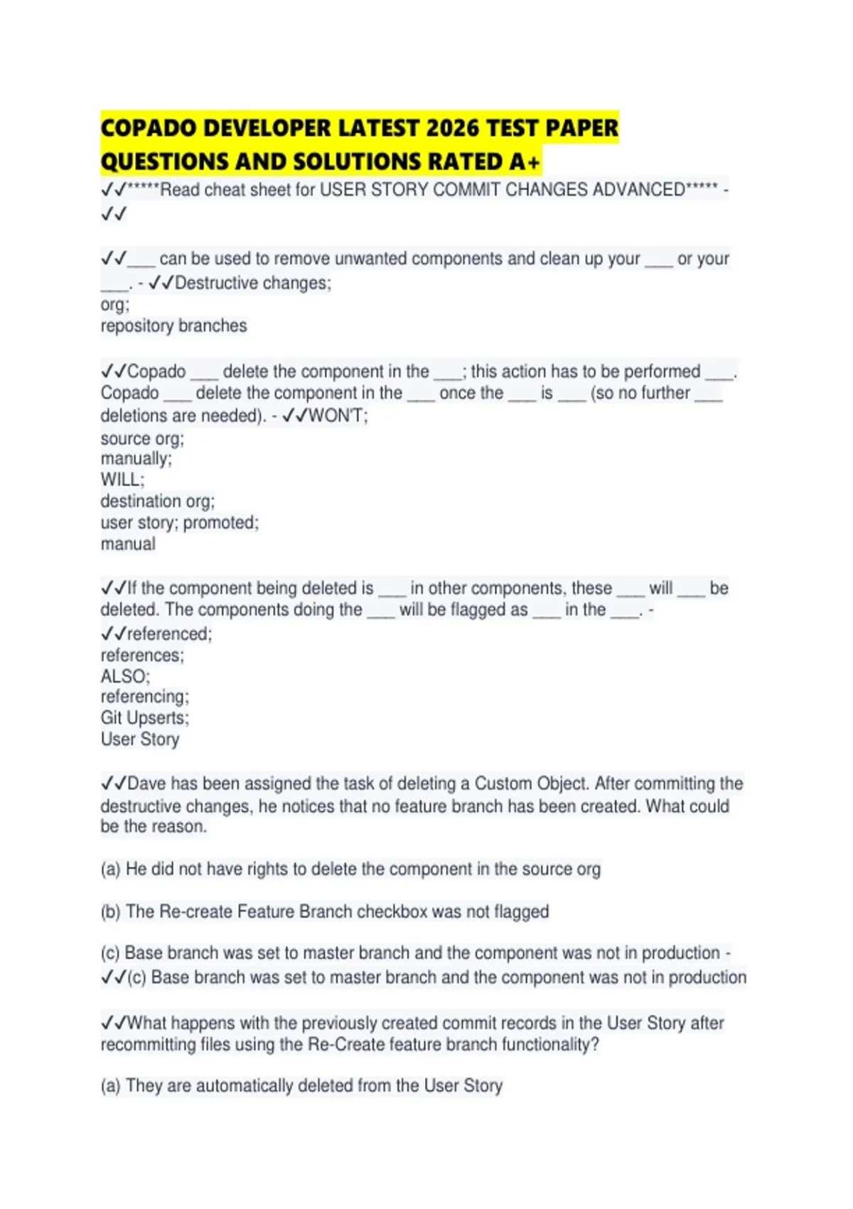 COPADO DEVELOPER LATEST 2026 TEST PAPER QUESTIONS AND SOLUTIONS RATED ...
