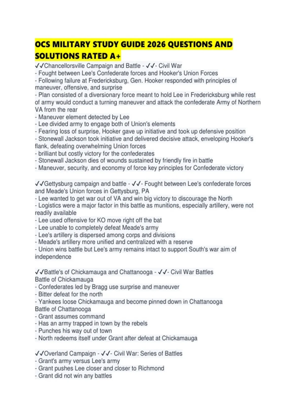 OCS MILITARY STUDY GUIDE 2026 QUESTIONS AND SOLUTIONS RATED - OCS ...