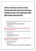 Indiana Plumbing Contractor Exam  Practice Questions And Correct Answers  &lpar;Verified Answers&rpar; Plus Rationales 2026  Q&A Instant Download Pdf 