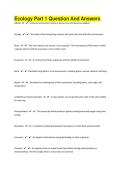 Ecology Part 1 Question And Answers