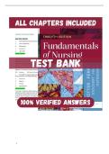 Test Bank for Fundamentals of Nursing &ndash; 12th Edition &lpar;Potter&comma; Perry&comma; Stockert&comma; Hall&comma; Ostendorf&rpar; &vert; Complete Test Bank with Verified Answers 