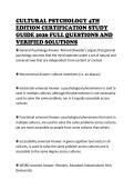 CULTURAL PSYCHOLOGY 4TH EDITION CERTIFICATION STUDY GUIDE 2026 FULL QUESTIONS AND VERIFIED SOLUTIONS