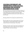CULTURAL PSYCHOLOGY 4TH EDITION FINAL PAPER 2026 FULL QUESTIONS AND ACCURATE SOLUTIONS STUDY GUIDE
