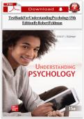 Test Bank for Understanding Psychology 15th Edition by Robert S&period; Feldman &ndash; Complete Questions & Answers Guide