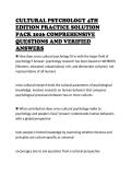 CULTURAL PSYCHOLOGY 4TH EDITION PRACTICE SOLUTION PACK 2026 COMPREHENSIVE QUESTIONS AND VERIFIED ANSWERS