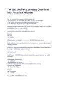 Tax and business strategy Questions with Correct Answers