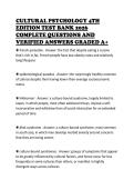 CULTURAL PSYCHOLOGY 4TH EDITION TEST BANK 2026 COMPLETE QUESTIONS AND VERIFIED ANSWERS GRADED A&plus;