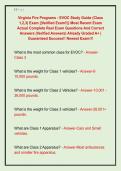 Virginia Fire Programs - EVOC Study Guide &lpar;Class  1&comma;2&comma;3&rpar; Exam &vert;&vert;Verified Exam&excl;&excl;&vert;&vert; Most Recent Exam  Actual Complete Real Exam Questions And Correct  Answers &lpar;Verified Answers&rpar; Already Graded A&plus; &vert;  Guaranteed Success&excl;&excl; Newest Exam&excl;&excl;&excl;