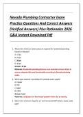 Nevada Plumbing Contractor Exam  Practice Questions And Correct Answers  &lpar;Verified Answers&rpar; Plus Rationales 2026  Q&A Instant Download Pdf 