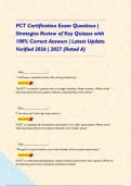 PCT Certification Exam Questions &vert; Strategies Review of Key Quizzes with 100&percnt; Correct Answers &vert; Latest Update Verified 2026 &vert; 2027 &lpar;Rated A&rpar;      