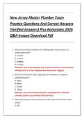 New Jersey Master Plumber Exam  Practice Questions And Correct Answers  &lpar;Verified Answers&rpar; Plus Rationales 2026  Q&A Instant Download Pdf 