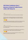 HUC Mock Certification Exam &vert; Questions & Expertly Verified Answers &vert; 2026 &vert; 2027 &lpar;Rated A&rpar;      