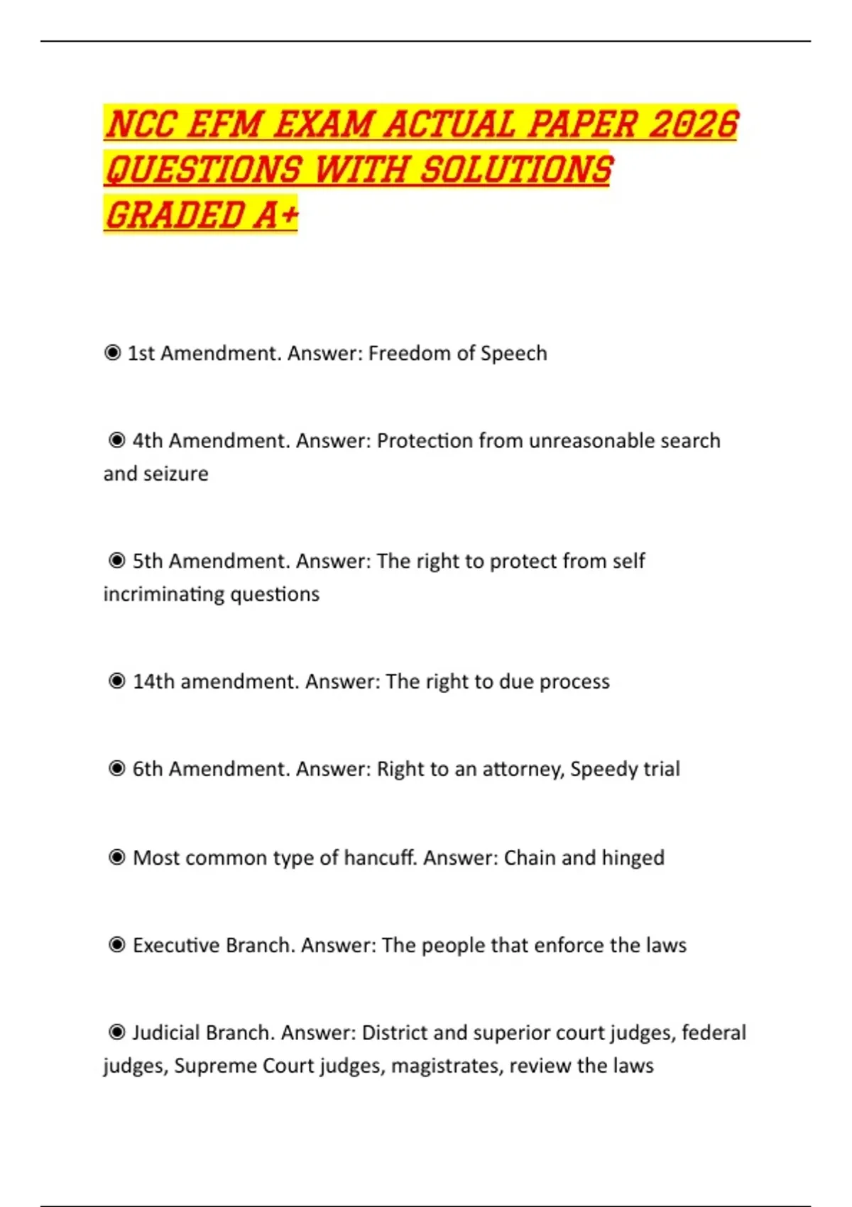 NCC EFM EXAM ACTUAL PAPER 2026 QUESTIONS WITH SOLUTIONS GRADED A+ - Ncc ...