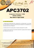 APC3702 Assignment 2 &lpar;COMPLETE ANSWERS&rpar; Semester 1 2026 - DUE 9 April 2026