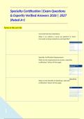 Specialty Certification &vert;Exam Questions & Expertly Verified Answers 2026 &vert; 2027 &lpar;Rated A&plus;&rpar;