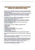 PEER RECOVERY COACH EXAM QUESTIONS AND CORRECT ANSWERS 100&percnt; VERIFIED LATEST UPDATE&excl;&excl;