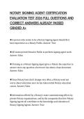 NOTARY SIGNING AGENT CERTIFICATION EVALUATION TEST 2026 FULL QUESTIONS AND CORRECT ANSWERS ALREADY PASSED GRADED A&plus;