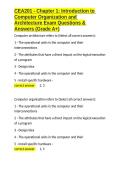 CEA201 - Chapter 1 Introduction to Computer Organization and Architecture Exam Questions & Answers &lpar;Grade A&plus;&rpar;&period;docx